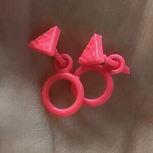 Vintage Barbie Pink Triangle Hoop Earrings 90s TotallyHair Replacement Accessory